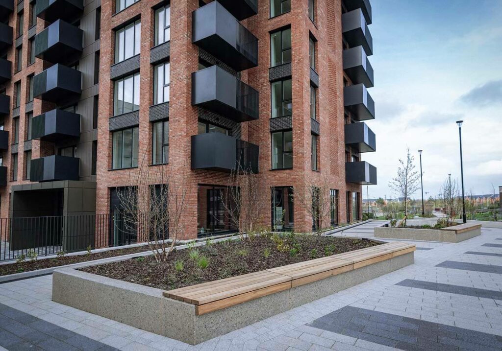 concrete planters and seating by Urbancrete